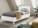 Einzelbett >Eva< in Weiß, Massivholz und MDF - 206,4x90x95,8cm (BxHxT)