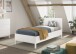 Einzelbett >Eva< in Weiß, Massivholz und MDF - 206,4x90x95,8cm (BxHxT)
