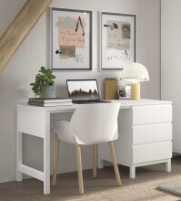 Schreibtisch >Eva< in Weiß, Kiefer massiv mit MDF - 140x75x70cm (BxHxT)