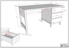 Schreibtisch >Eva< in Weiß, Kiefer massiv mit MDF - 140x75x70cm (BxHxT)