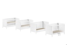 Babybett >Eva< in Weiß, Kiefer massiv und MDF - 145x85x74,2cm (BxHxT)