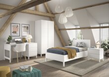 Jugendzimmer-Set >Eva< (4-teilig) in Weiß - 98,5x196,2x57,8 (BxHxT)