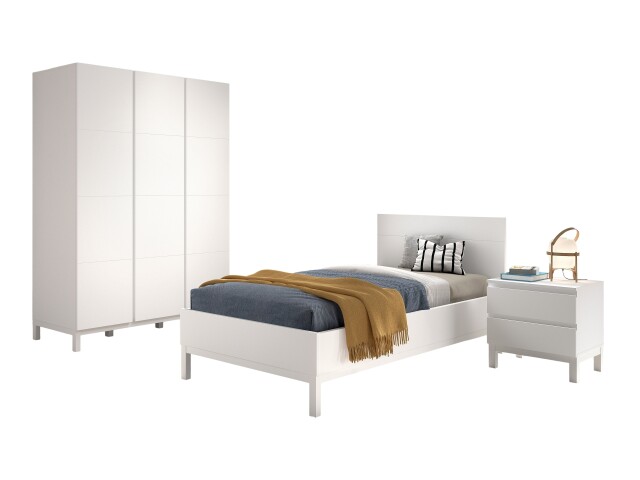 Jugendzimmer-Set >Eva< (3-teilig) in Weiß - 148,8x196,2x57,8 (BxHxT)