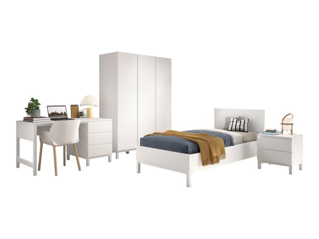Jugendzimmer-Set >Eva< (4-teilig) in Weiß - 148,8x196,2x57,8 (BxHxT)
