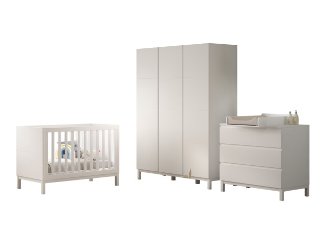 Babymöbel-Set >Eva< (4-teilig) in Weiß - 148,8x196,2x57,8 (BxHxT)
