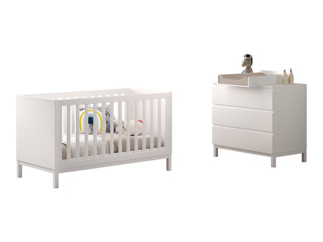 Babymöbel-Set >Eva< (3-teilig) in Weiß - 145x85x74,2 (BxHxT)