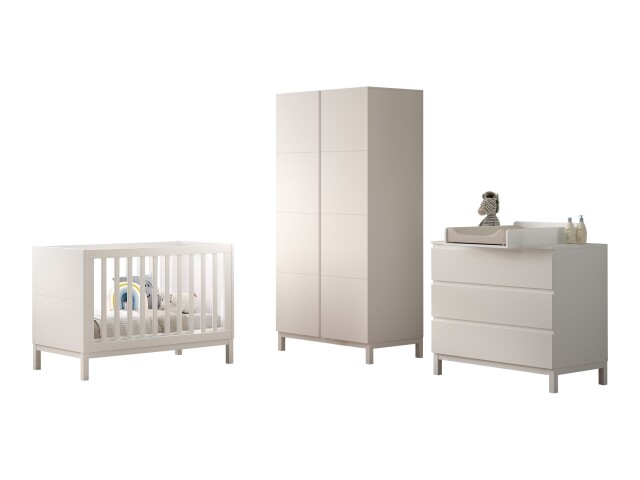 Babymöbel-Set >Eva< (4-teilig) in Weiß - 98,5x196,2x57,8 (BxHxT)