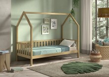 Hausbett >Cabane< in Eiche natur, Eiche massiv - 208x169x98cm (BxHxT)