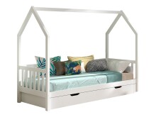 Hausbett >Cabane< Bettschublade, Kiefer weiß,...