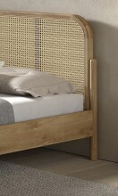 Einzelbett >Olive< in Natur, Rattan und Eiche Furnier - 98,5x90x208,5cm (BxHxT)
