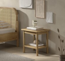 Nachttisch >Olive< in Natur, Eiche Furnier - 50x50x40cm (BxHxT)