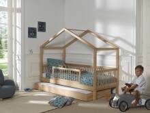 Hausbett >Fagus< Bettschublade + Rausfallschutz, Buche massiv - 207,5x170x97,5 (BxHxT)