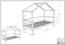 Hausbett >Fagus< Bettschublade + Rausfallschutz, Buche massiv - 207,5x170x97,5 (BxHxT)