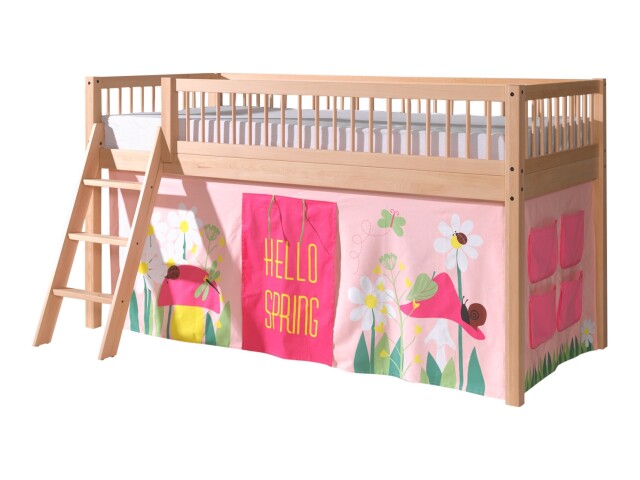 Spielbett >Fagus< in Buche massiv, Textilset Spring - 207,5x114x135,5 (BxHxT)