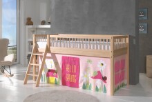 Spielbett >Fagus< in Buche massiv, Textilset Spring - 207,5x114x135,5 (BxHxT)