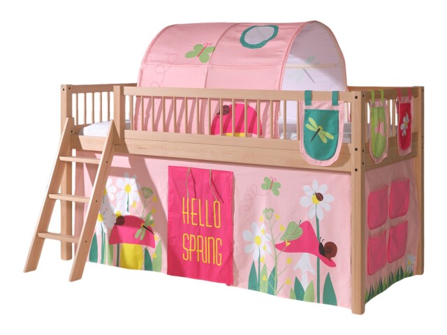 Spielbett >Fagus< Buche massiv, Textilset Spring + Tunnel - 207,5x114x135,5 (BxHxT)