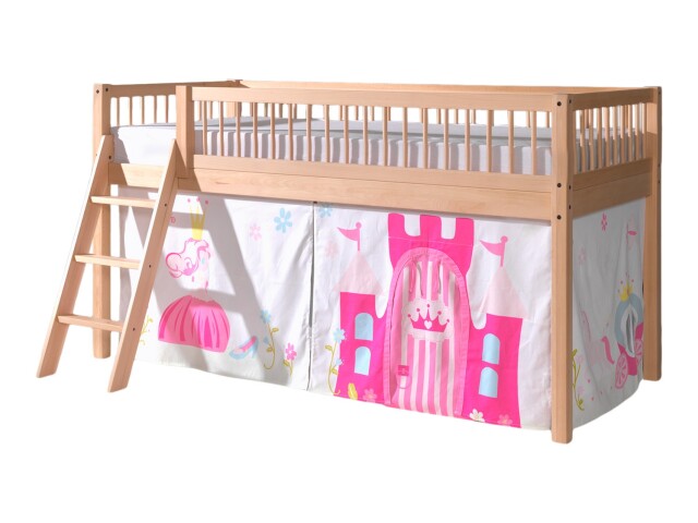 Spielbett >Fagus< in Buche massiv, Textilset Princess - 207,5x114x135,5 (BxHxT)