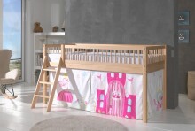 Spielbett >Fagus< in Buche massiv, Textilset Princess - 207,5x114x135,5 (BxHxT)