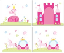 Spielbett >Fagus< in Buche massiv, Textilset Princess - 207,5x114x135,5 (BxHxT)