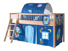 Spielbett >Fagus< in Buche massiv, Textilset Astro...