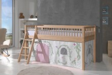 Spielbett >Fagus< in Buche massiv, Textilset Birdy - 207,5x114x135,5 (BxHxT)