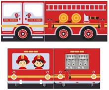 Spielbett >Fagus< in Buche massiv, Textilset Fire-Rescue - 207,5x114x135,5 (BxHxT)