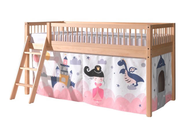Spielbett >Fagus< in Buche massiv, Textilset Princess - 207,5x114x135,5 (BxHxT)