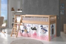 Spielbett >Fagus< in Buche massiv, Textilset Princess - 207,5x114x135,5 (BxHxT)