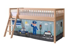 Spielbett >Fagus< in Buche massiv, Textilset Police...