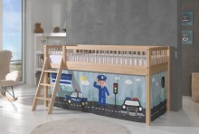 Spielbett >Fagus< in Buche massiv, Textilset Police - 207,5x114x135,5 (BxHxT)