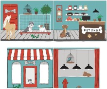 Spielbett >Fagus< in Buche massiv, Textilset Pet Shop - 207,5x114x135,5 (BxHxT)