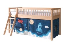 Spielbett >Fagus< in Buche massiv, Textilset Space...