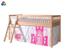 Spielbett >Fagus< in Buche massiv, Textilset in...