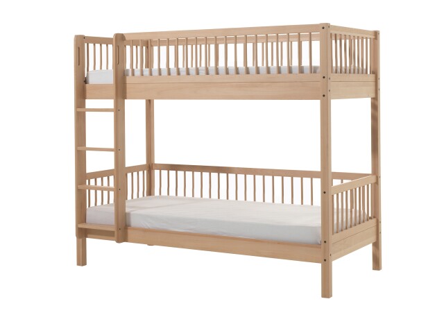 Etagenbett >Fagus< in Buche massiv natur lackiert - 207,5x175,4x97,5 (BxHxT)