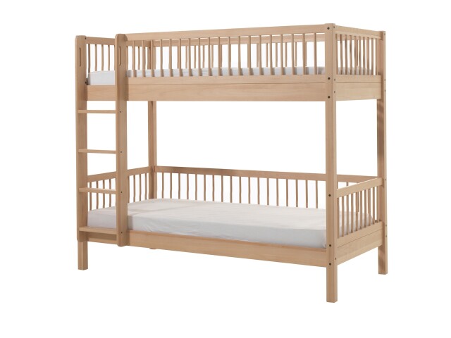 Etagenbett >Fagus< Bettpfosten geteilt, Buche massiv - 207,5x175,4x97,5 (BxHxT)