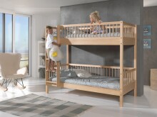 Etagenbett >Fagus< Bettpfosten geteilt, Buche massiv - 207,5x175,4x97,5 (BxHxT)