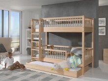 Etagenbett >Fagus< Bettschublade+Rausfallschutz, Buche massiv  - 207,5x175,4x97,5 (BxHxT)