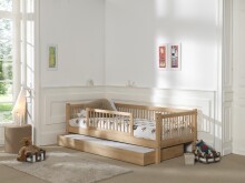 Einzelbett >Fagus< Schublade+Rausfallschutz, Buche massiv - 207,5x68x97,5 (BxHxT)