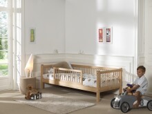 Einzelbett >Fagus< Rausfallschutz, Buche massiv - 207,5x68x97,5 (BxHxT)