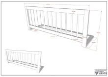 Bettschutzgitter >Fagus< in Buche massiv natur lackiert - 105x40x30 (BxHxT)