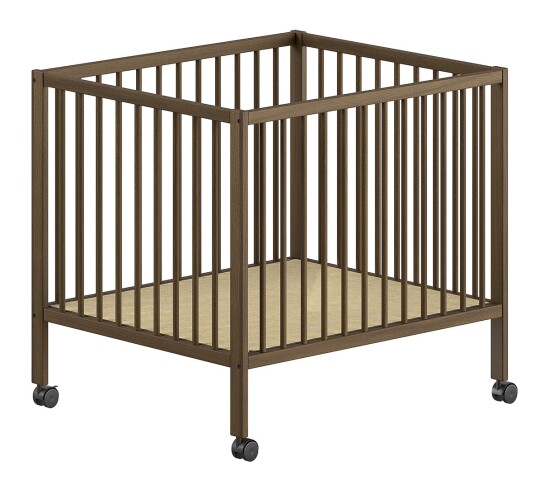 Beistellbett >Dino< in Farbe Nussbaum, Buche massiv - 99,6x75,5x80cm (BxHxT)