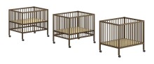Beistellbett >Dino< in Farbe Nussbaum, Buche massiv - 99,6x75,5x80cm (BxHxT)