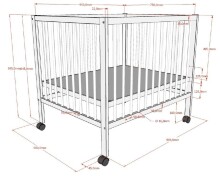 Beistellbett >Dino< in Farbe Nussbaum, Buche massiv - 99,6x75,5x80cm (BxHxT)