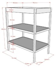 Wickelregal >Dino< in Farbe Nussbaum, Buche massiv - 80x52,6x95cm (BxHxT)