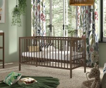 Babybett >Dino< in Farbe Nussbaum, Buche massiv - 144x75,5x84,4cm (BxHxT)