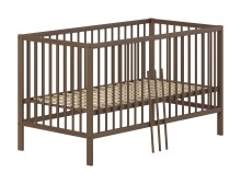 Babybett >Dino< in Farbe Nussbaum, Buche massiv - 144x75,5x84,4cm (BxHxT)