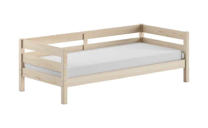 Einzelbett >Margrit< in Milky White, Kiefer massiv - 211x68x97,8cm (BxHxT)