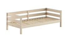 Einzelbett >Margrit< in Milky White, Kiefer massiv - 211x68x97,8cm (BxHxT)