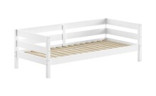 Einzelbett >Margrit< in Weiß, Kiefer massiv - 211x68x97,8cm (BxHxT)