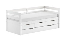 Stauraumbett >Margrit< in Weiß, Kiefer massiv...